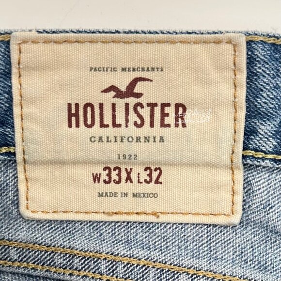 Hollister Distressed Light Wash Cut-Off Denim Shorts Size 33 - Picture 3 of 4